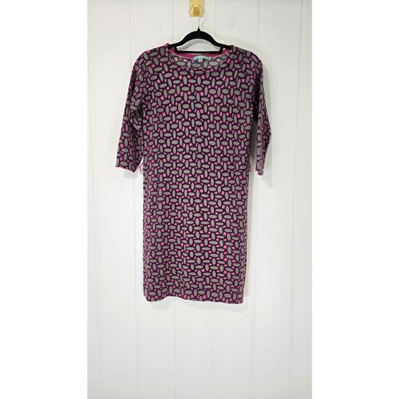 Boden Dresses & Skirts - Boden Pink Wool Shift Dress Purple Geometric Pattern Warm US Size 6